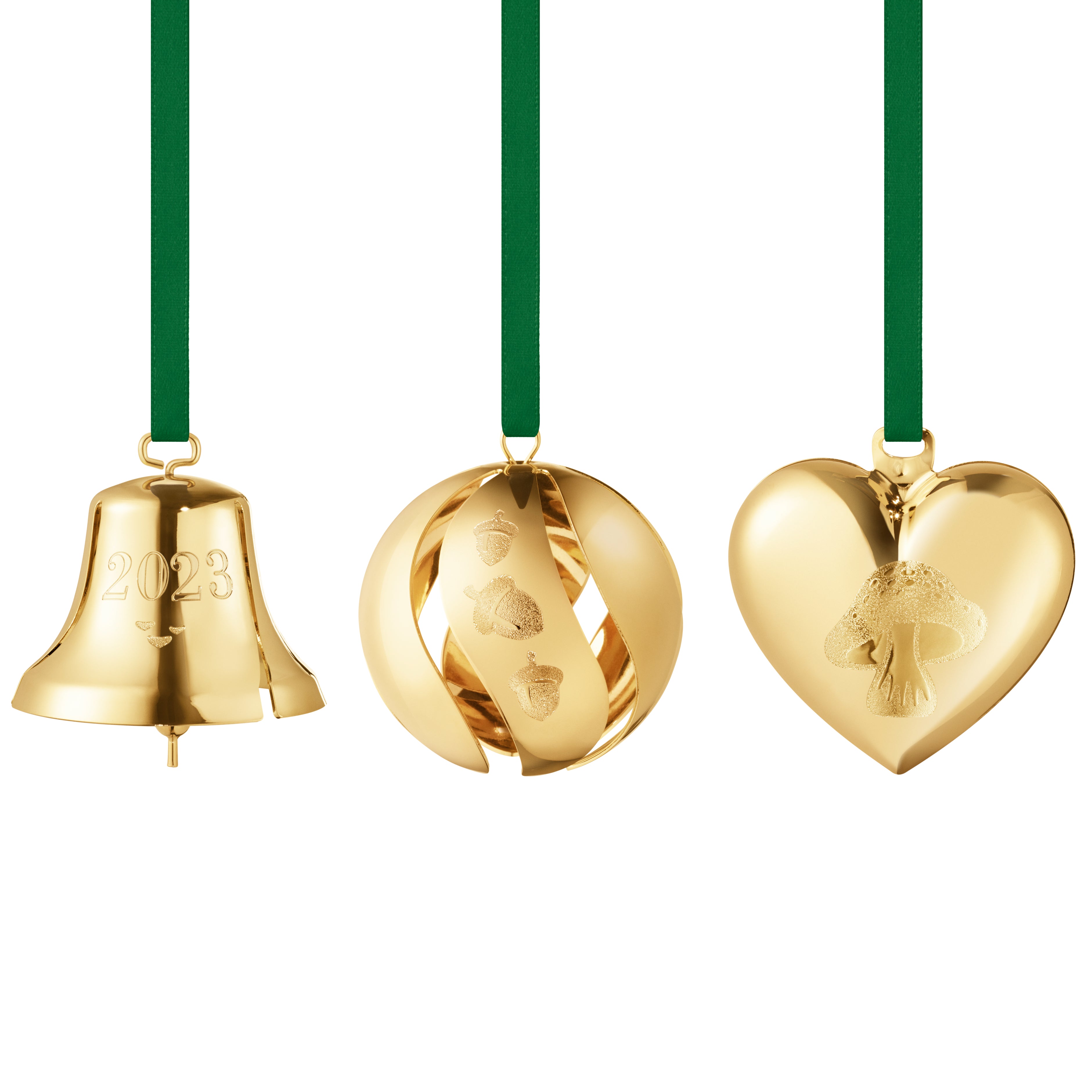 Set De 3 Globuri Din Alama Placata Cu Aur