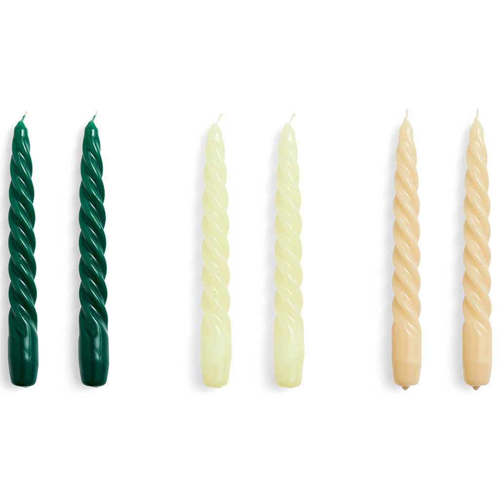 Set de 6 lumânări Twist - Verde, Citrus, Bej