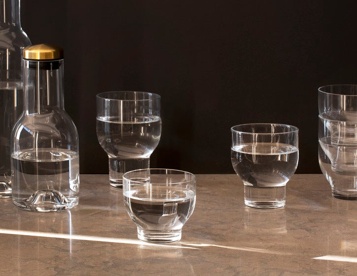 Water Bottle Carafe, 0.5 L - Clear Glass / Brass