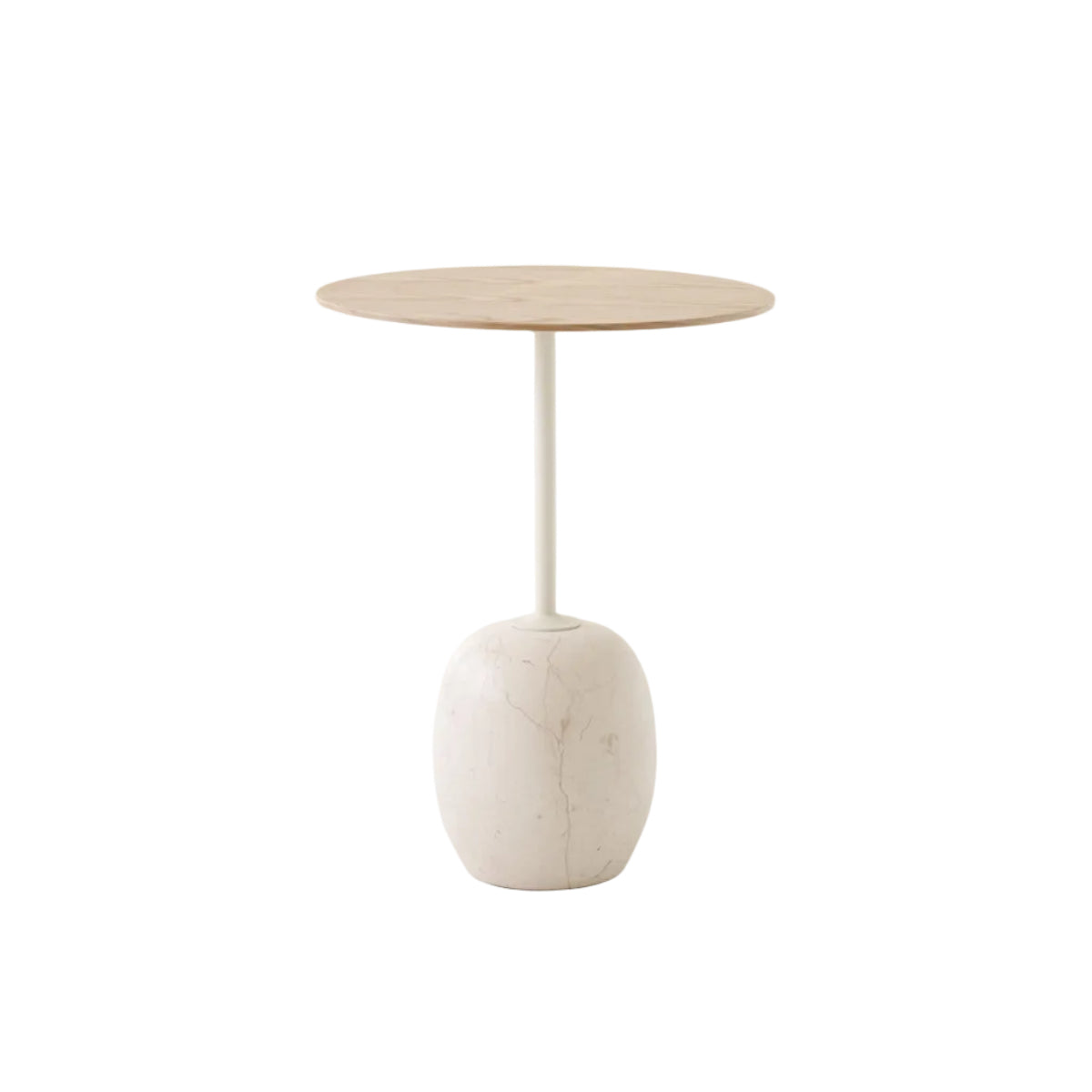 Măsuță Lato LN8 Rotunda - Lacquered Oak & Crema Diva