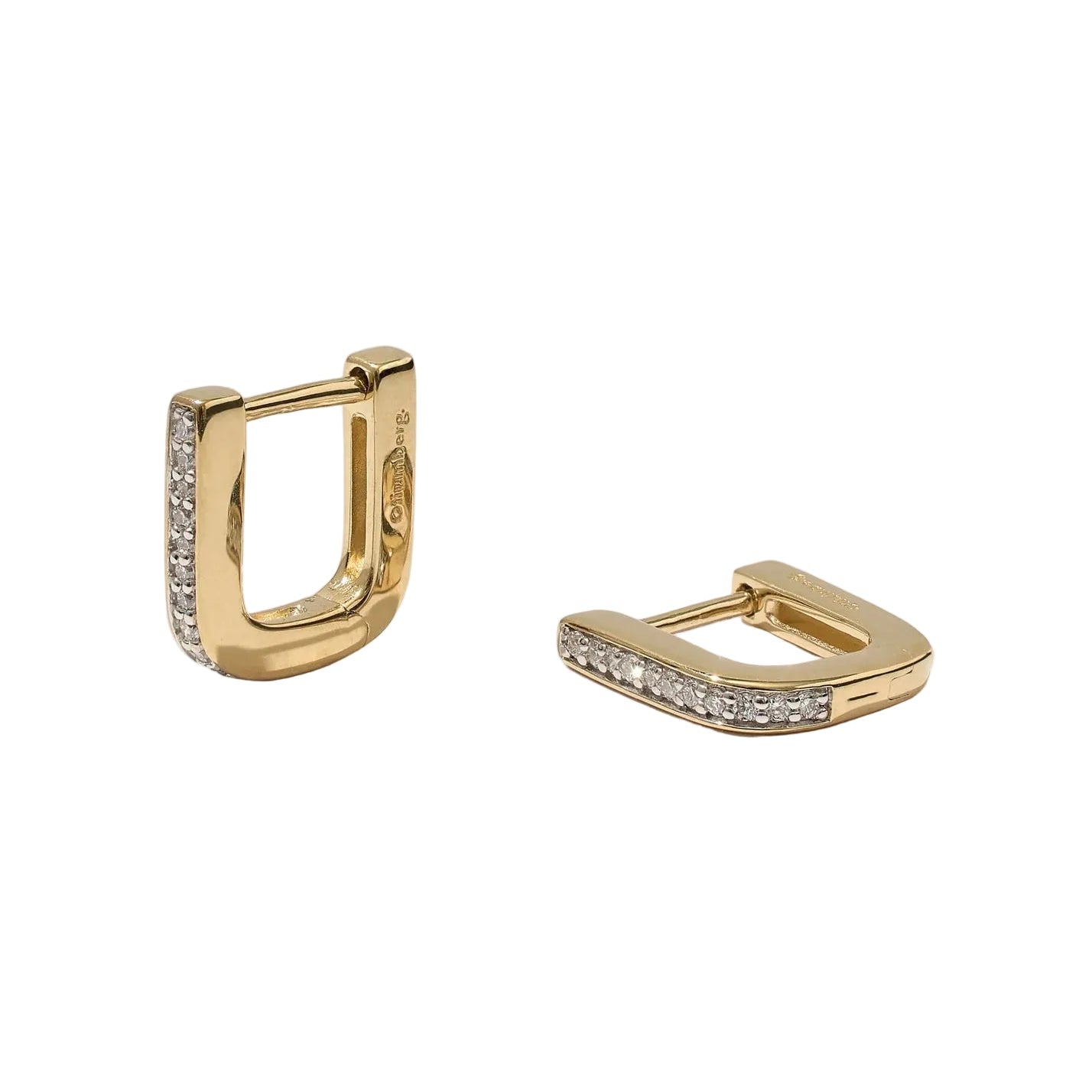 Pavé Edged Square Hoops