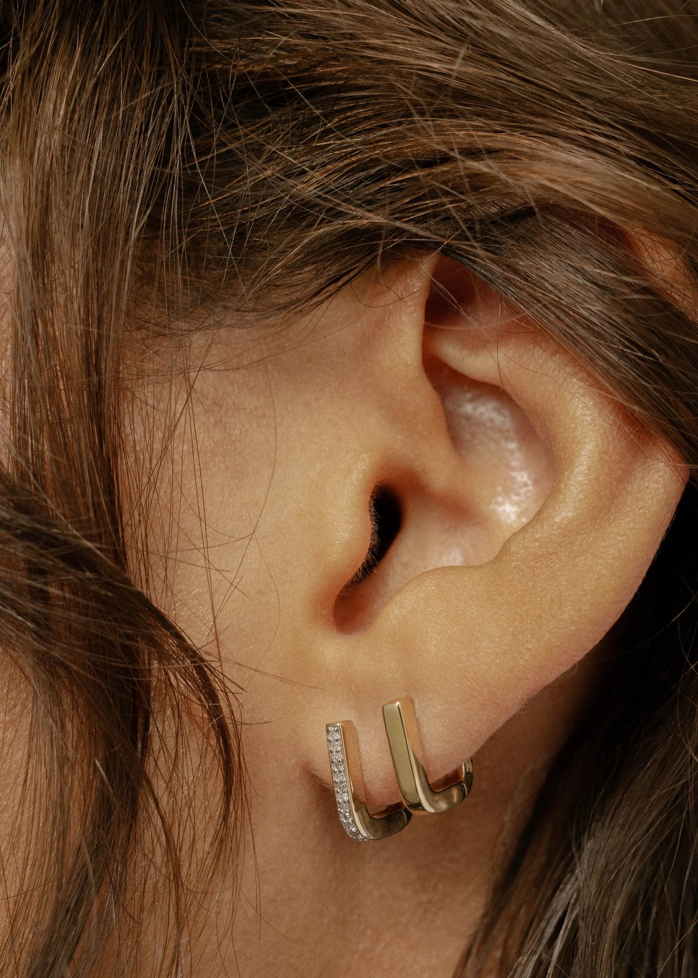 Pavé Edged Square Hoops