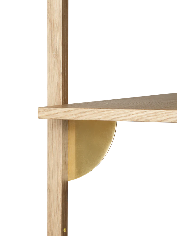 Sector Shelf - Triple - Wide - Natural Oak/Brass