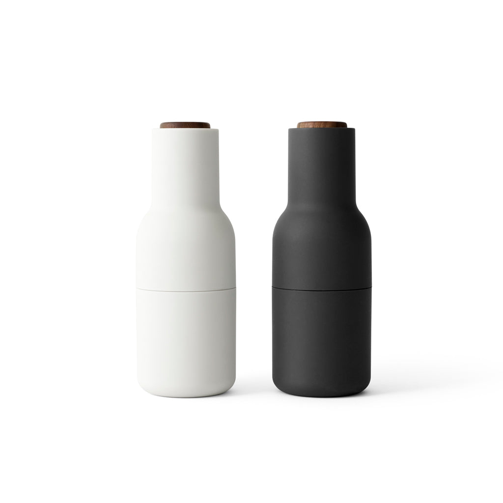 Bottle Grinder, 2-Piece - Carbon / Ash with walnut lid