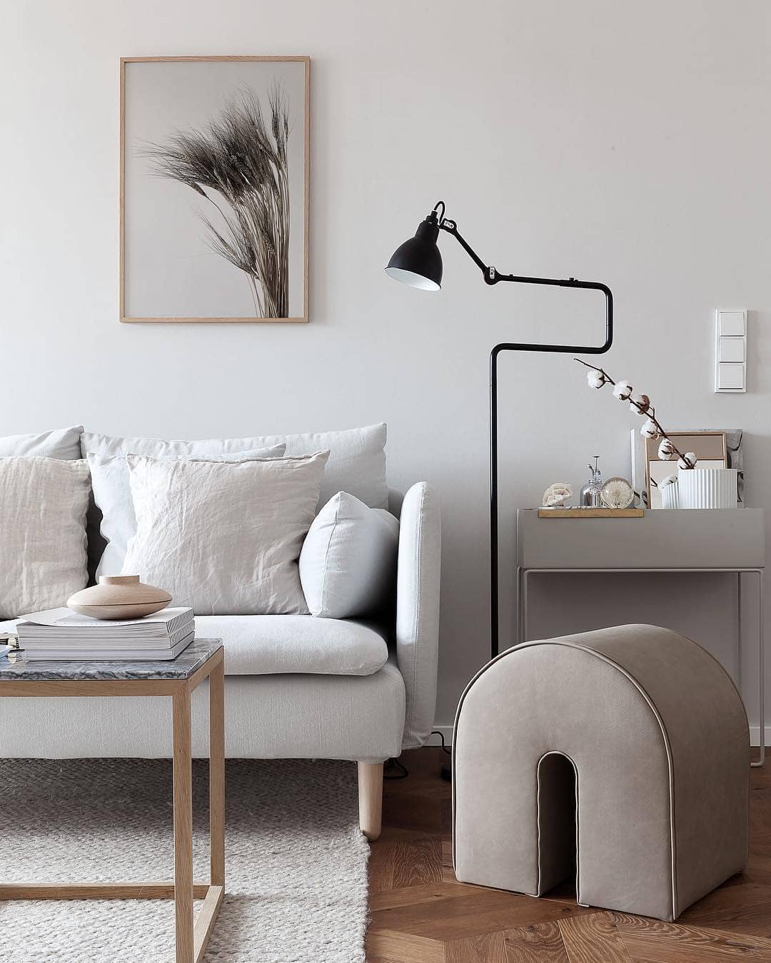 Pouf Curved | Piele maro deschis