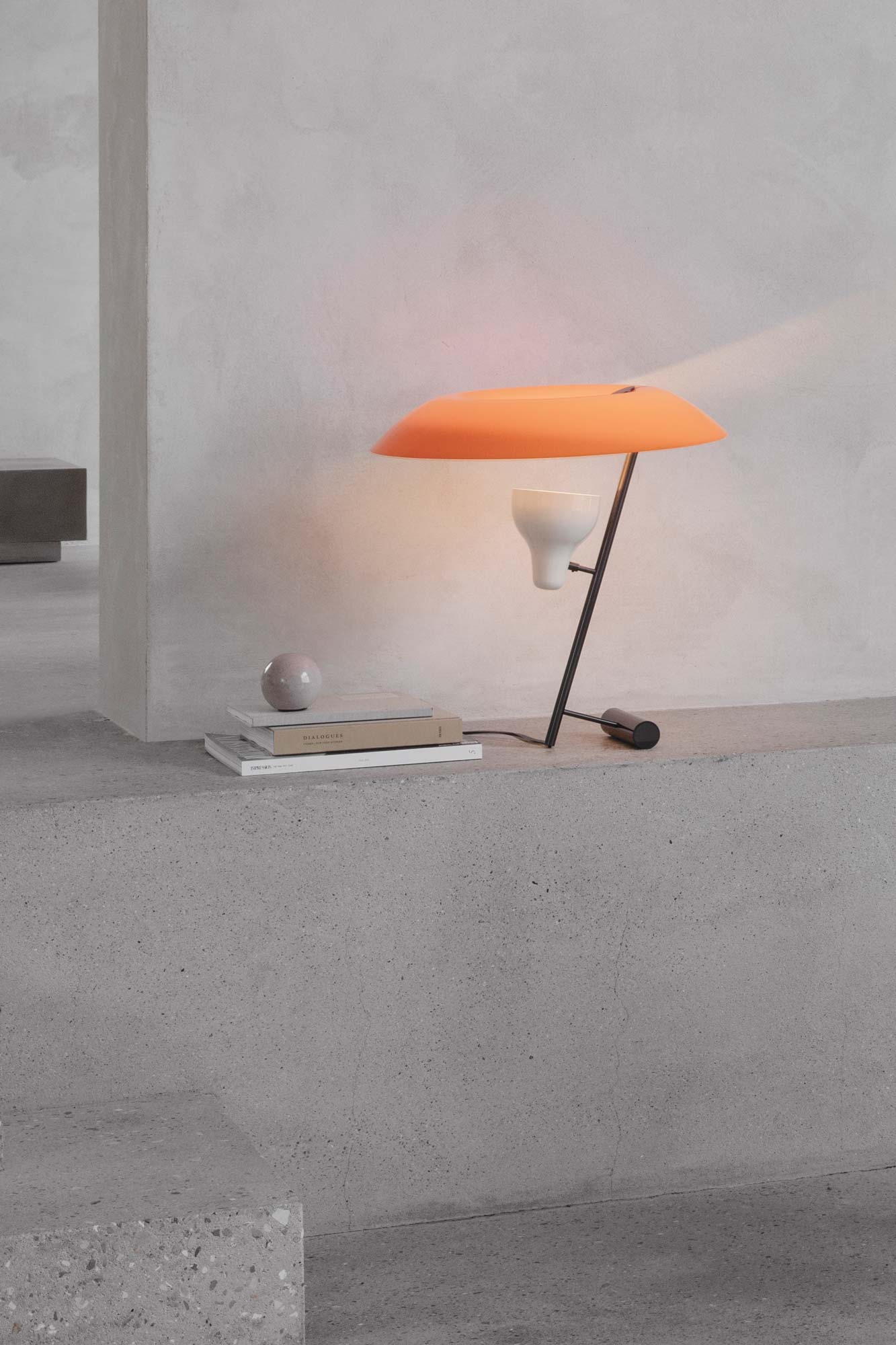Model 548 Lamp - Dark burnished brass with orange diffuser