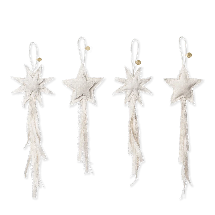 Vela Star Ornaments - Set of 4 Natural