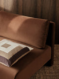 Border Patchwork Cushion - Coffee/Dark Sand