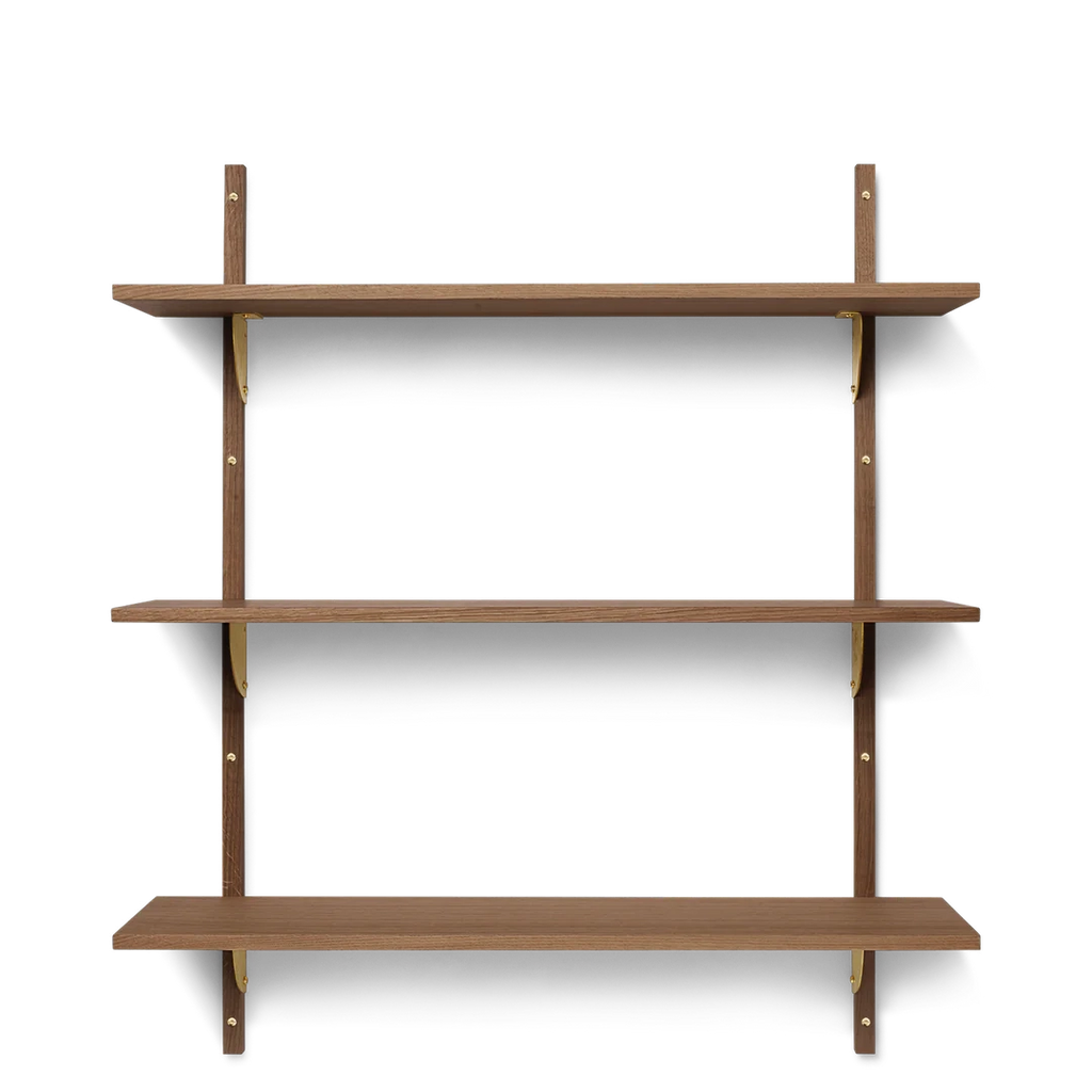 Sector Shelf - Triple - Wide - Smoked Oak/Brass