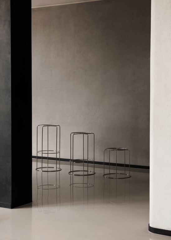Wire Counter Stool VP15 - Mirror Polished Steel