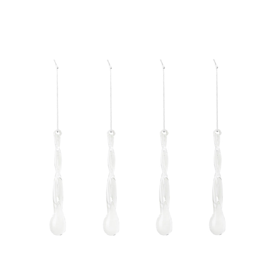 Tear Ornaments - Clear glass, Set of 4