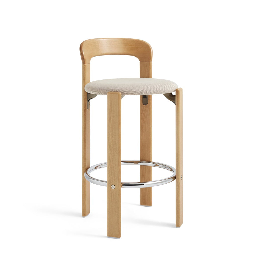 Rey Bar Stool H65 Upholstered Seat - Golden
