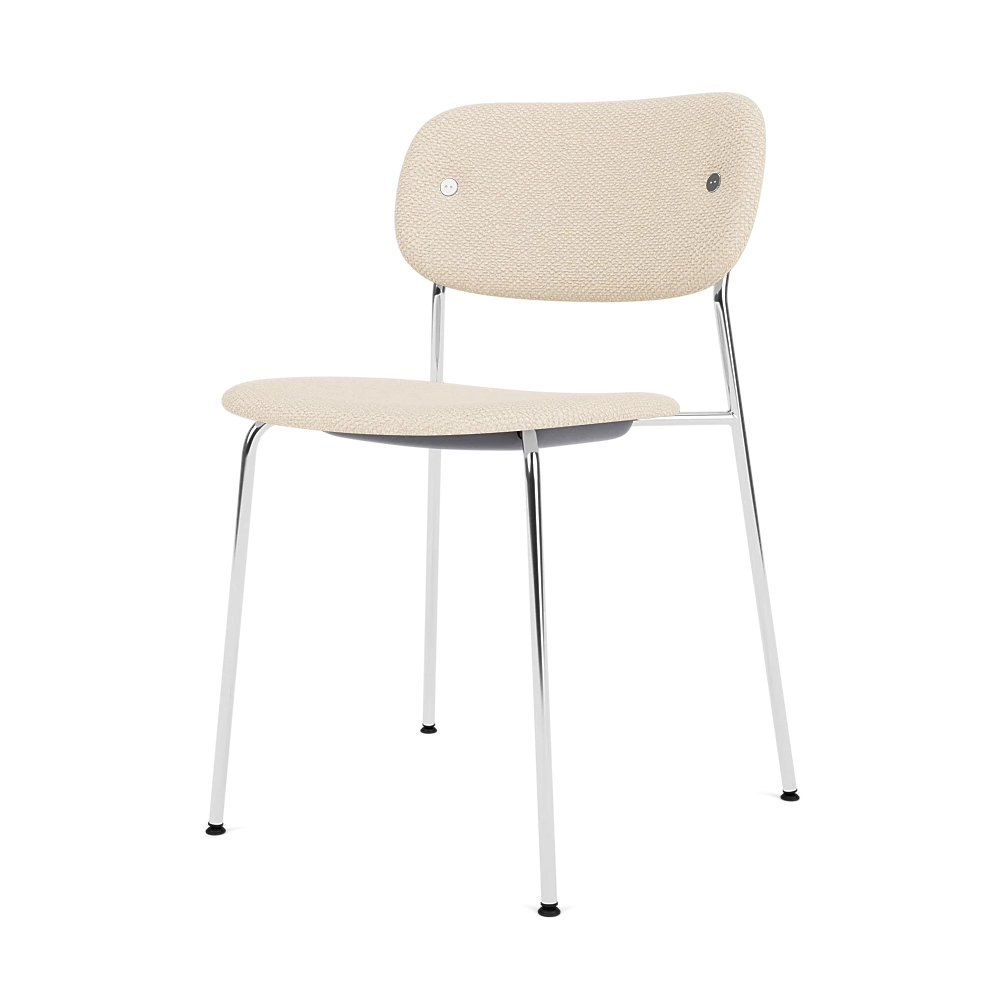 Scaun de dining Co, complet tapitat, picioare crom