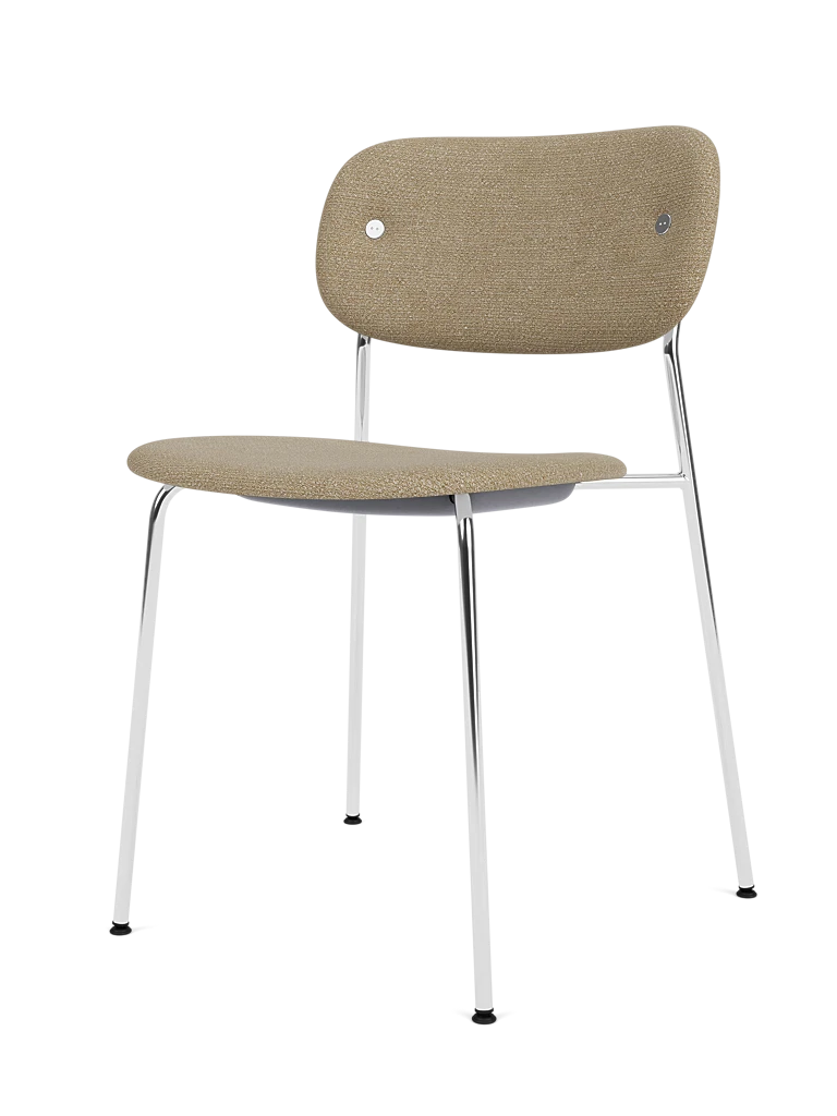 Scaun de dining Co, complet tapitat, picioare crom