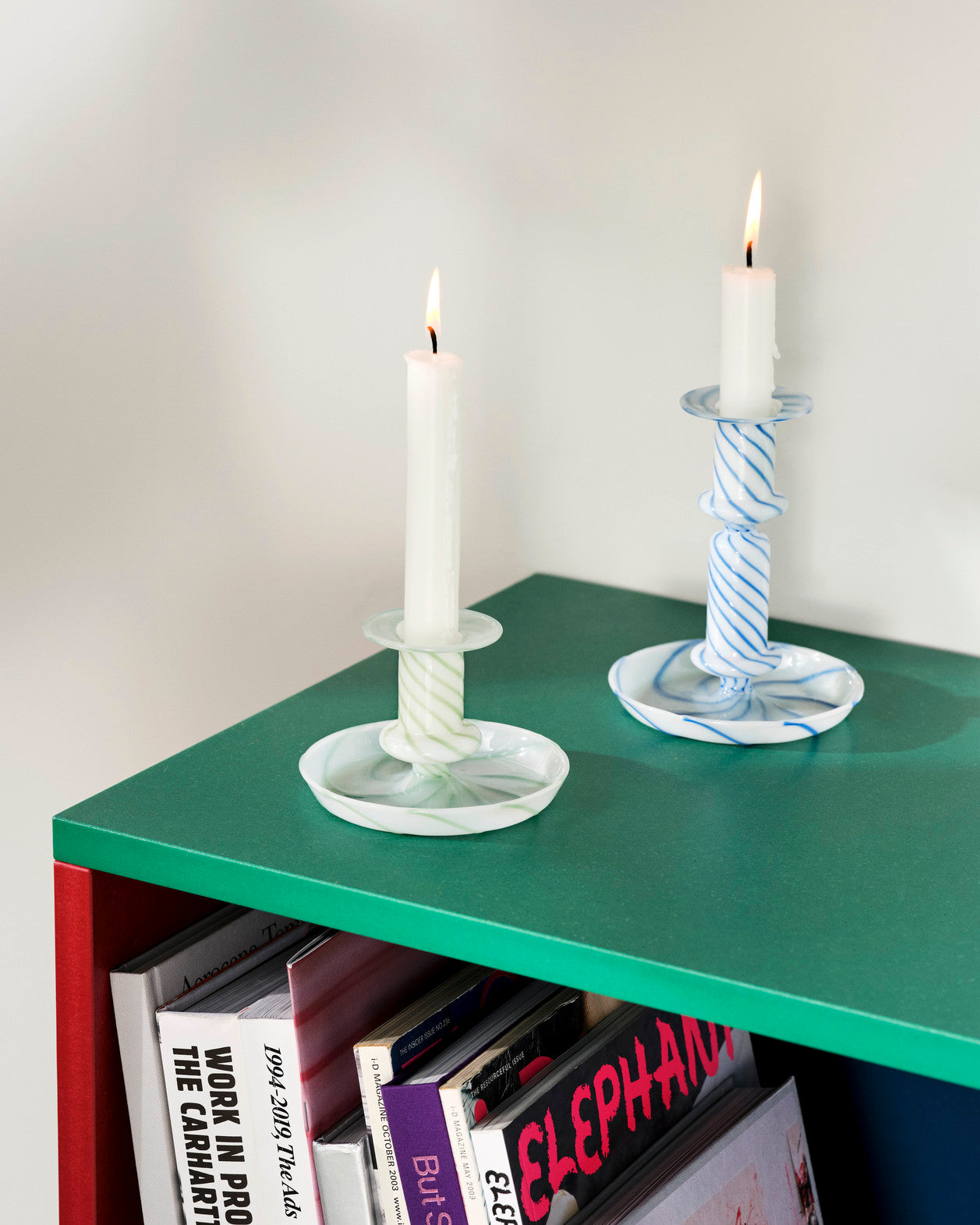 Suport de lumânare Flare Stripe Milk Mic - Verde