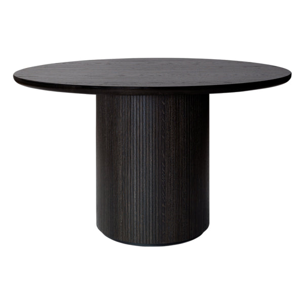 Masă De Dining Moon Rotundă - Brown / Black Stained Veneer Oak Lacquered