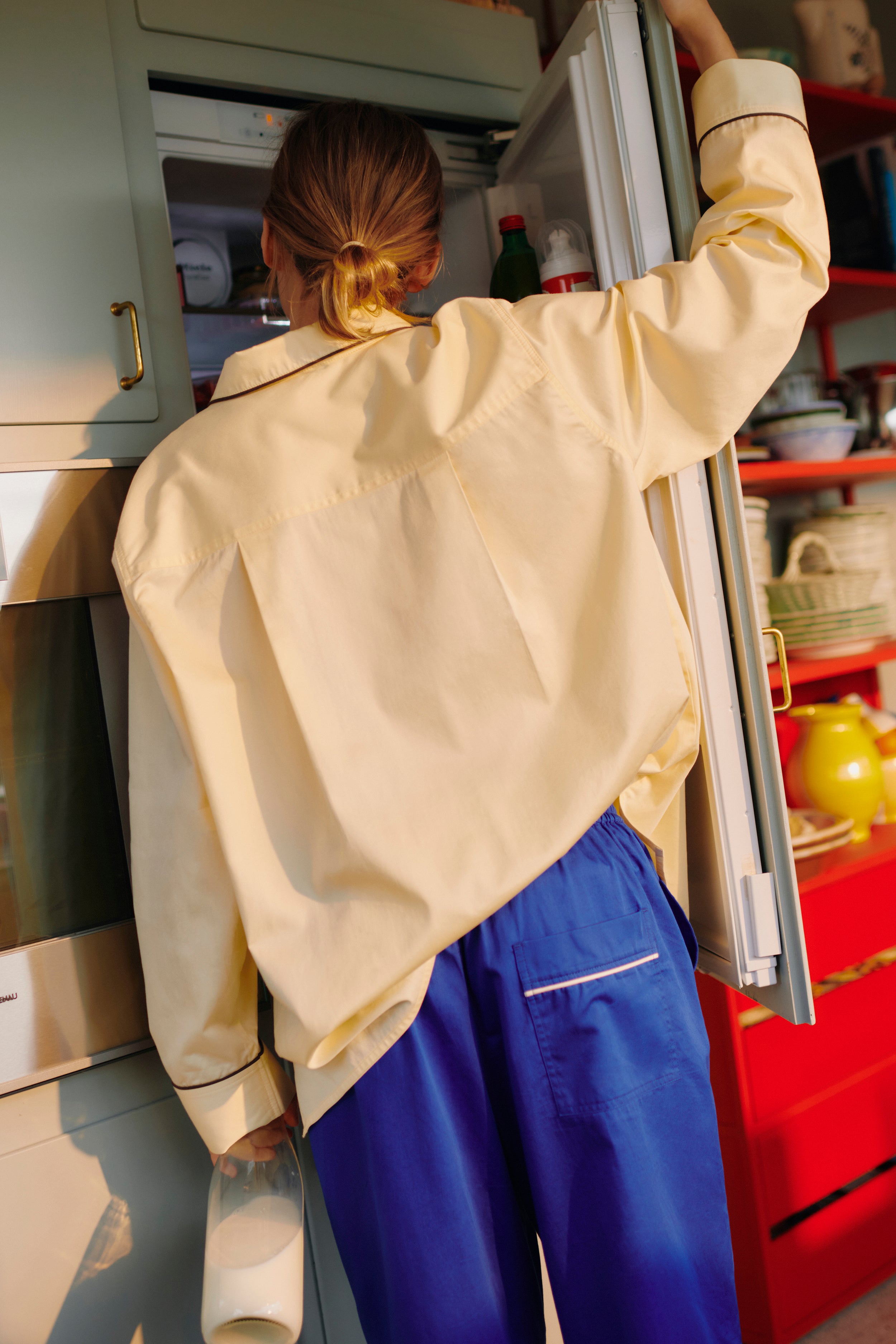 Outline Pyjama Shirt Long Sleeve - Soft Yellow