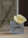 Ridge Vase - H16,5 - Light Blue Frosted Glass