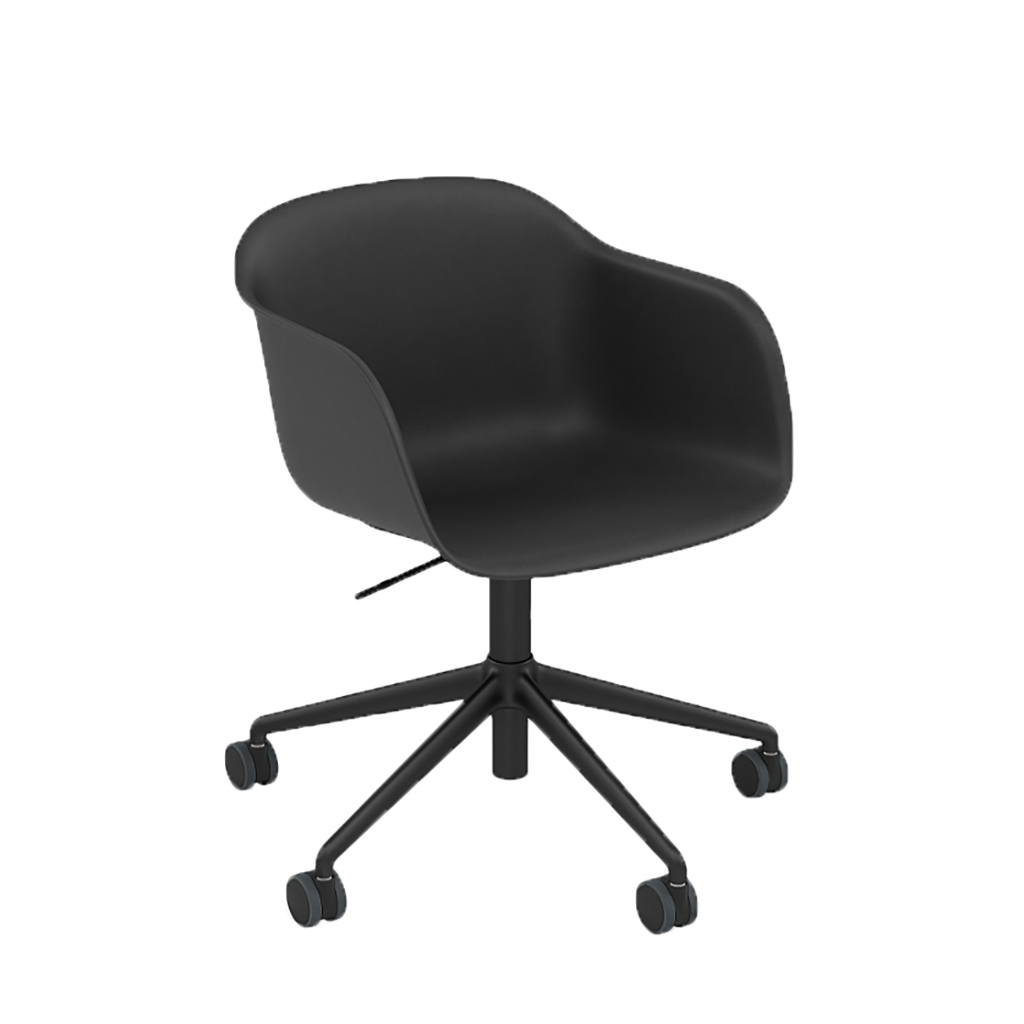 Fiber Armchair Swivel Base w. Gas Lift and Castors Black