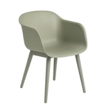 Scaun Fiber cu brate Verde, baza lemn
