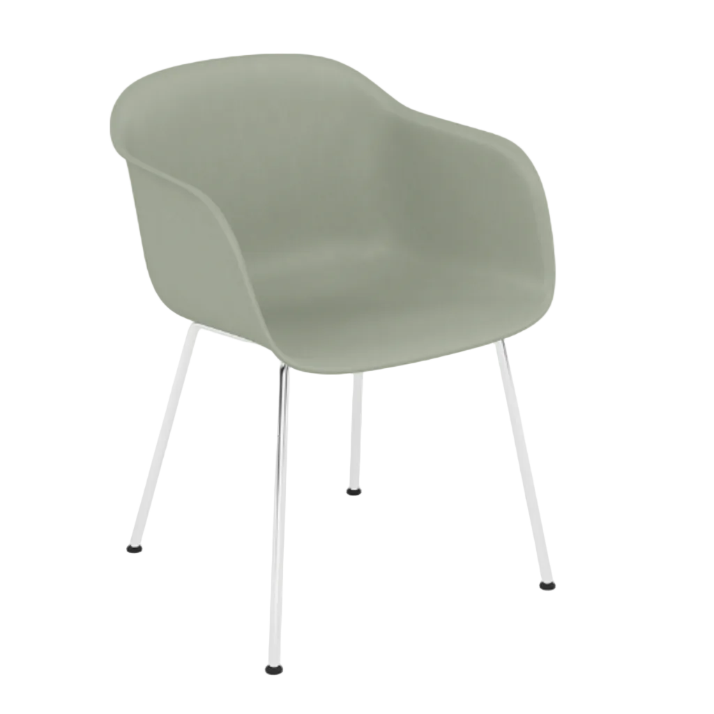 Scaun Fiber cu brate Verde, baza metalica
