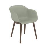 Scaun Fiber cu brate Verde, baza lemn