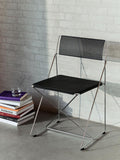 X-Line Chair Chromed base, Indoor - Black powder coated seat/back