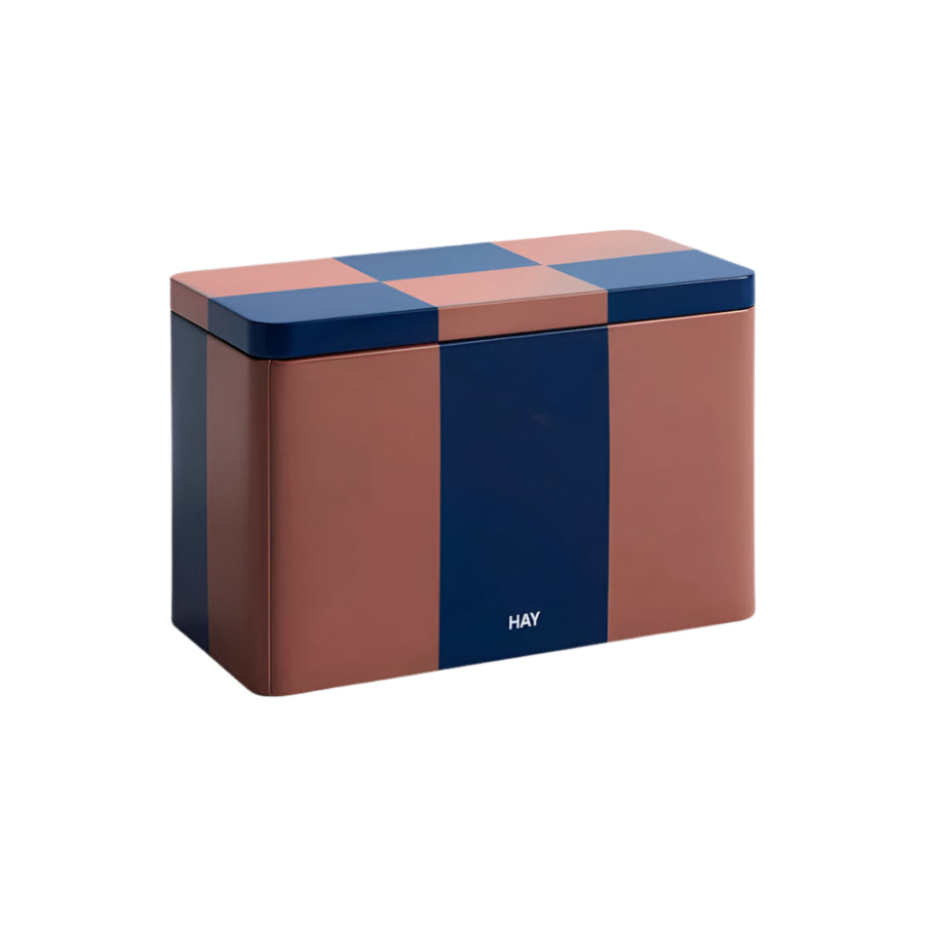 Tin Container-Medium-Brown and midnight blue