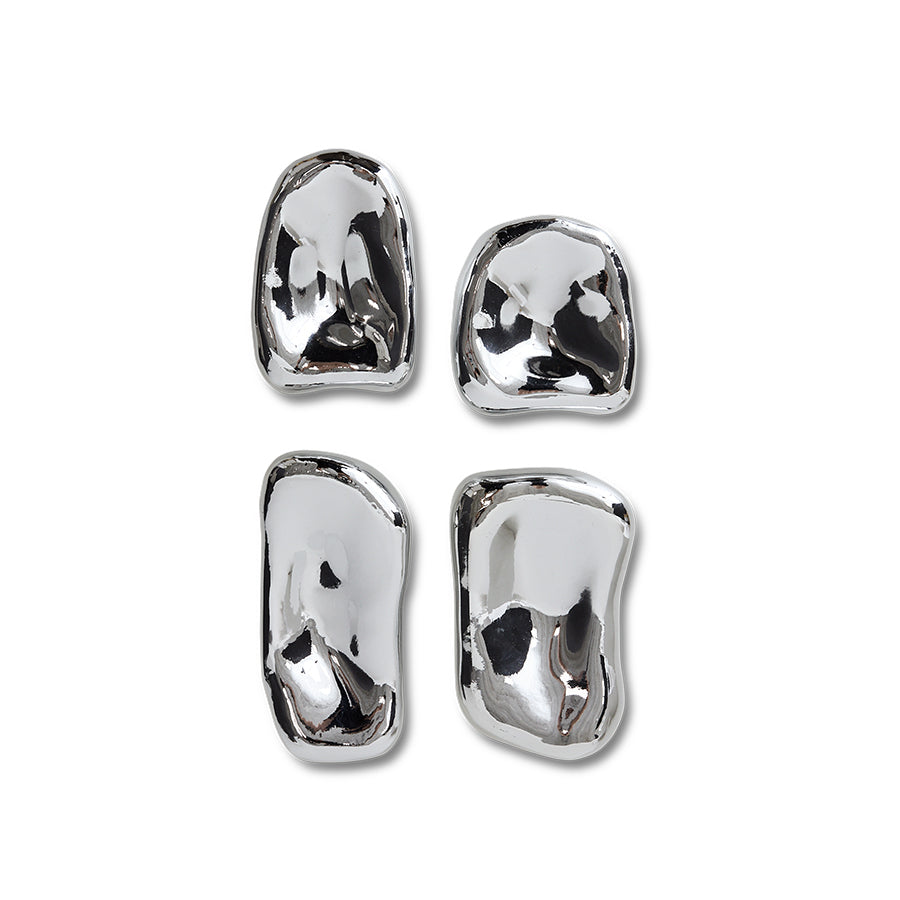 Glass sculpture chrome - set de 4