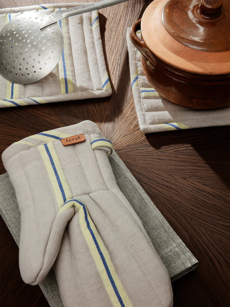 Hale Pot Holders - Set of 2 - Oyster/Lemon/Blue