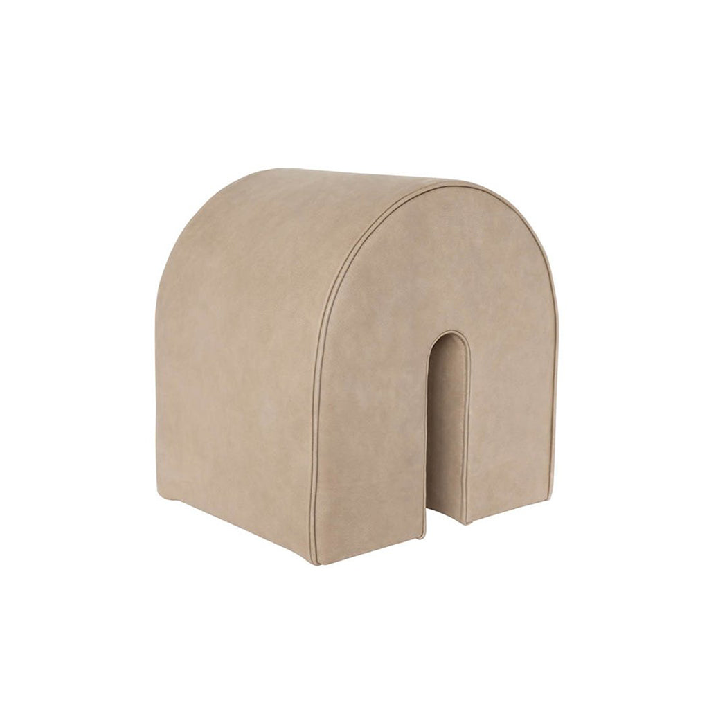 Curved Pouf | Light Brown Leather