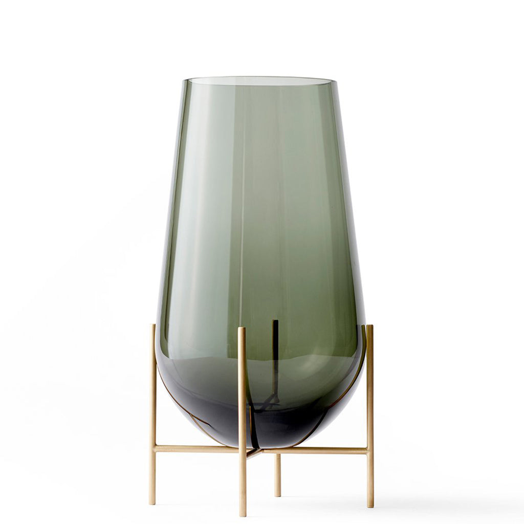 Échasse Vase Medium - Brass, Green smoked glass