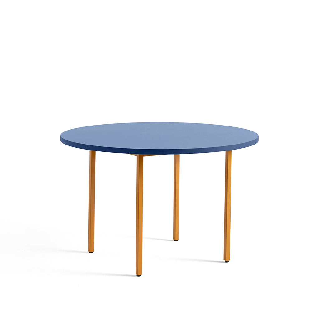 Two-Colour Round Dining Table - Ochre, Blue