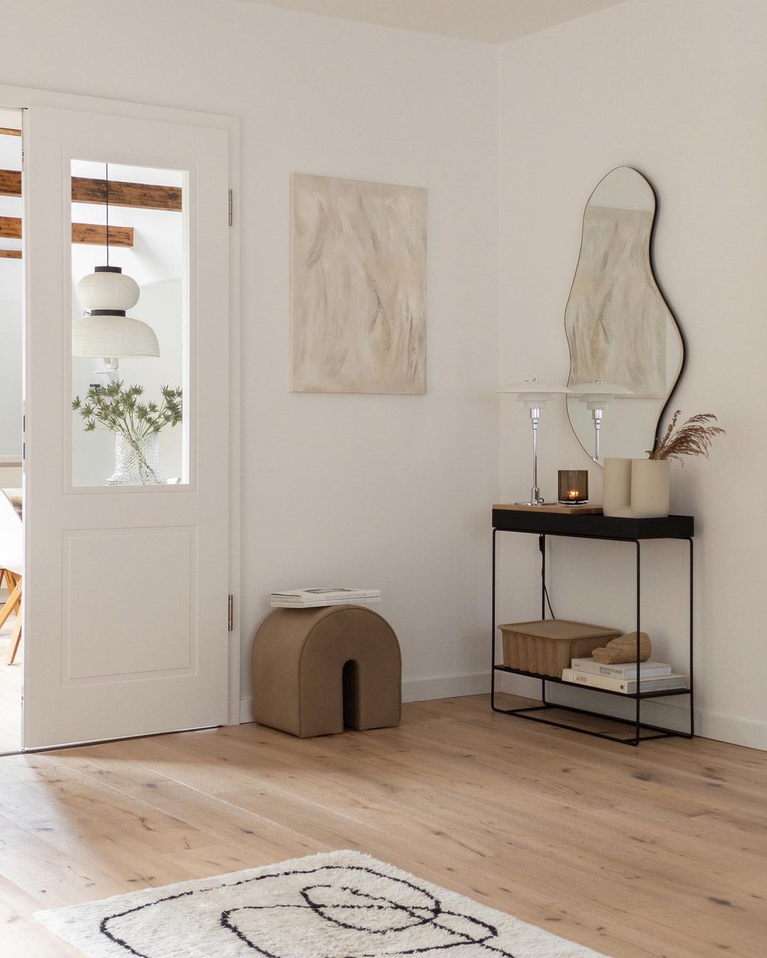 Pouf Curved | Piele maro deschis
