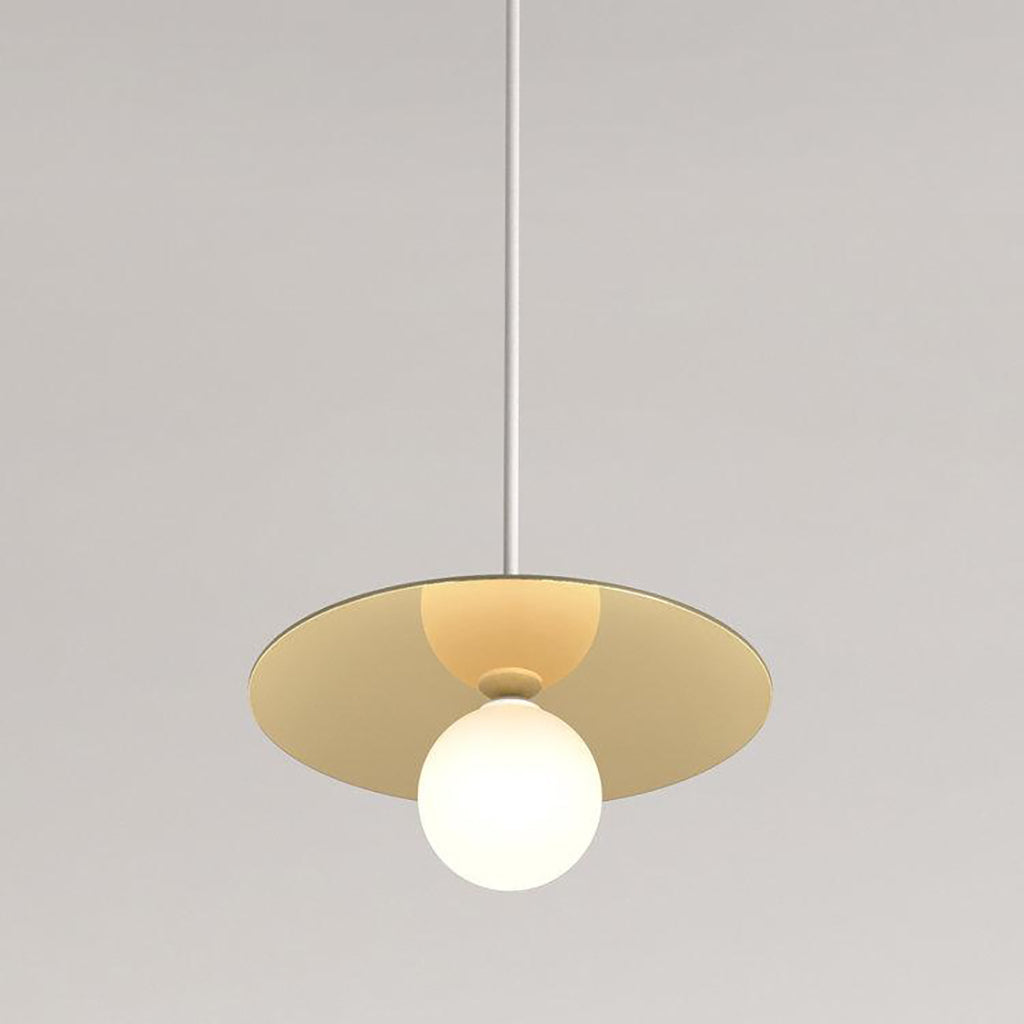 Disc and Sphere Pendant White