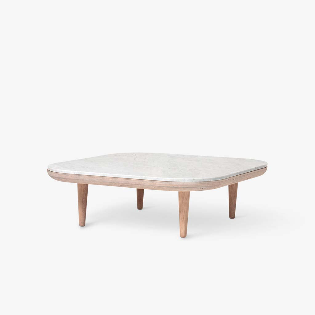 Fly Lounge Table SC4, Small - White Oiled Oak w. honed Bianco Carrara marble