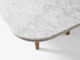 Fly Lounge Table SC5, Long - White Oiled Oak w. honed Bianco Carrara marble