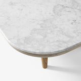 Fly Lounge Table SC11, Large - White Oiled Oak w. honed Bianco Carrara marble