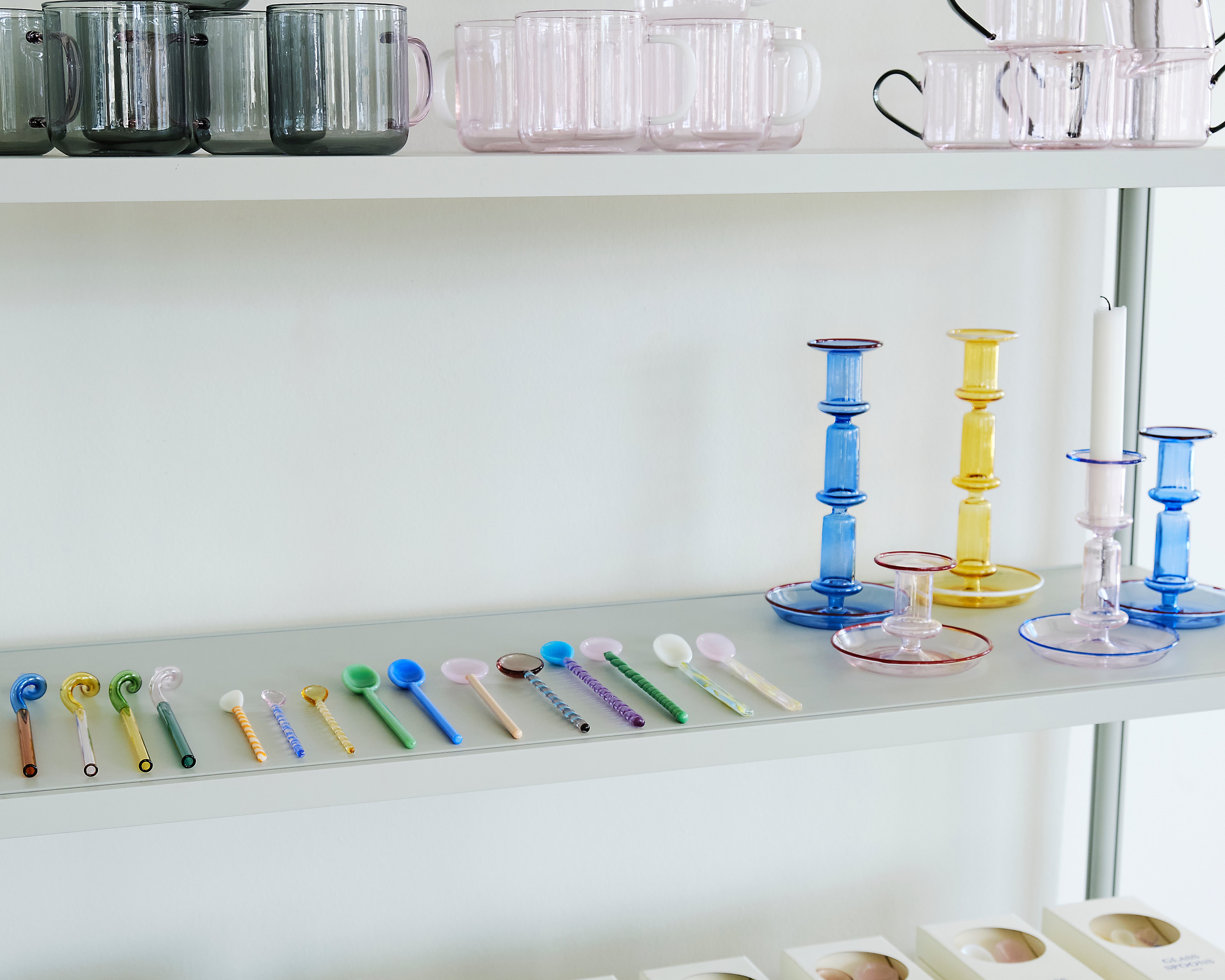 Set de 2 lingurițe Glass Twist - Turcoaz, roz deschis