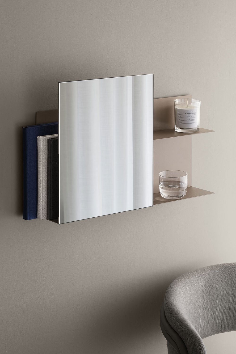 Wall Shelf W/Mirror Svante - Iron Beige