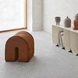 Curved Pouf | Cognac Brown Leather