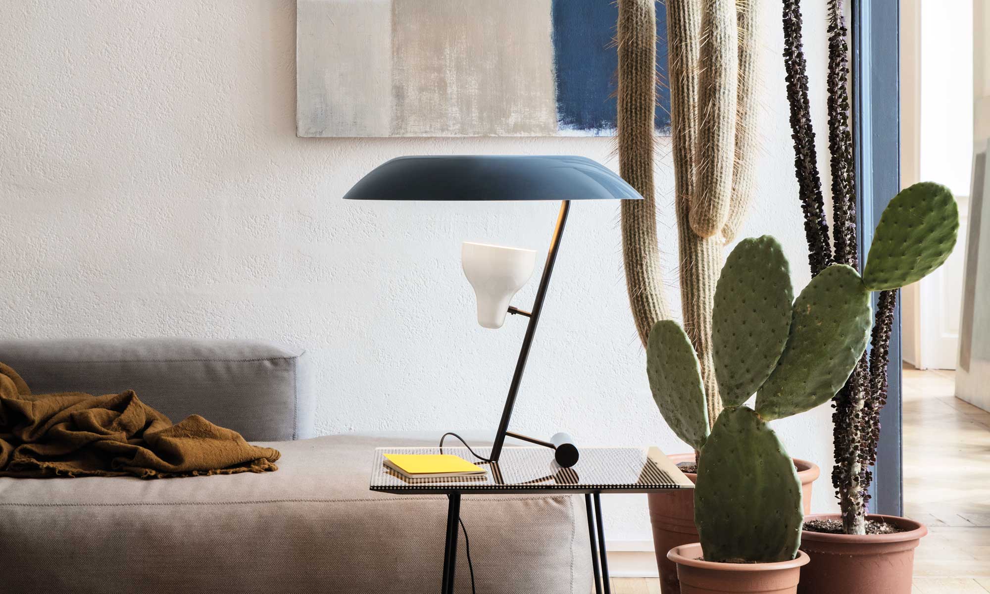Model 548 Lamp - Dark burnished brass with grey diffuser